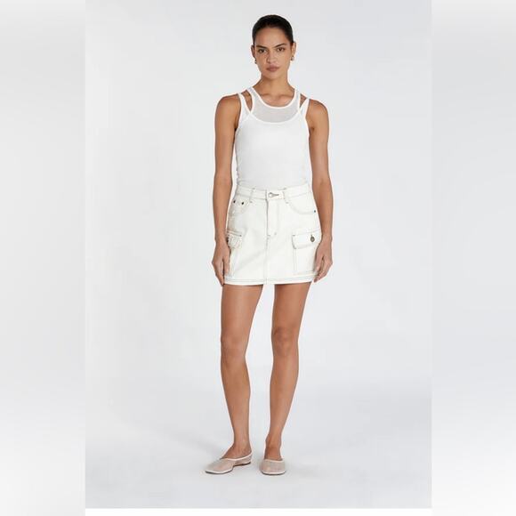 DISSH FELIX Cream White Cargo Skort Denim Size 2 - Picture 1 of 13